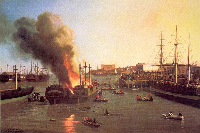 Nahl, Charles Christian Fire in San Francisco Bay oil painting image